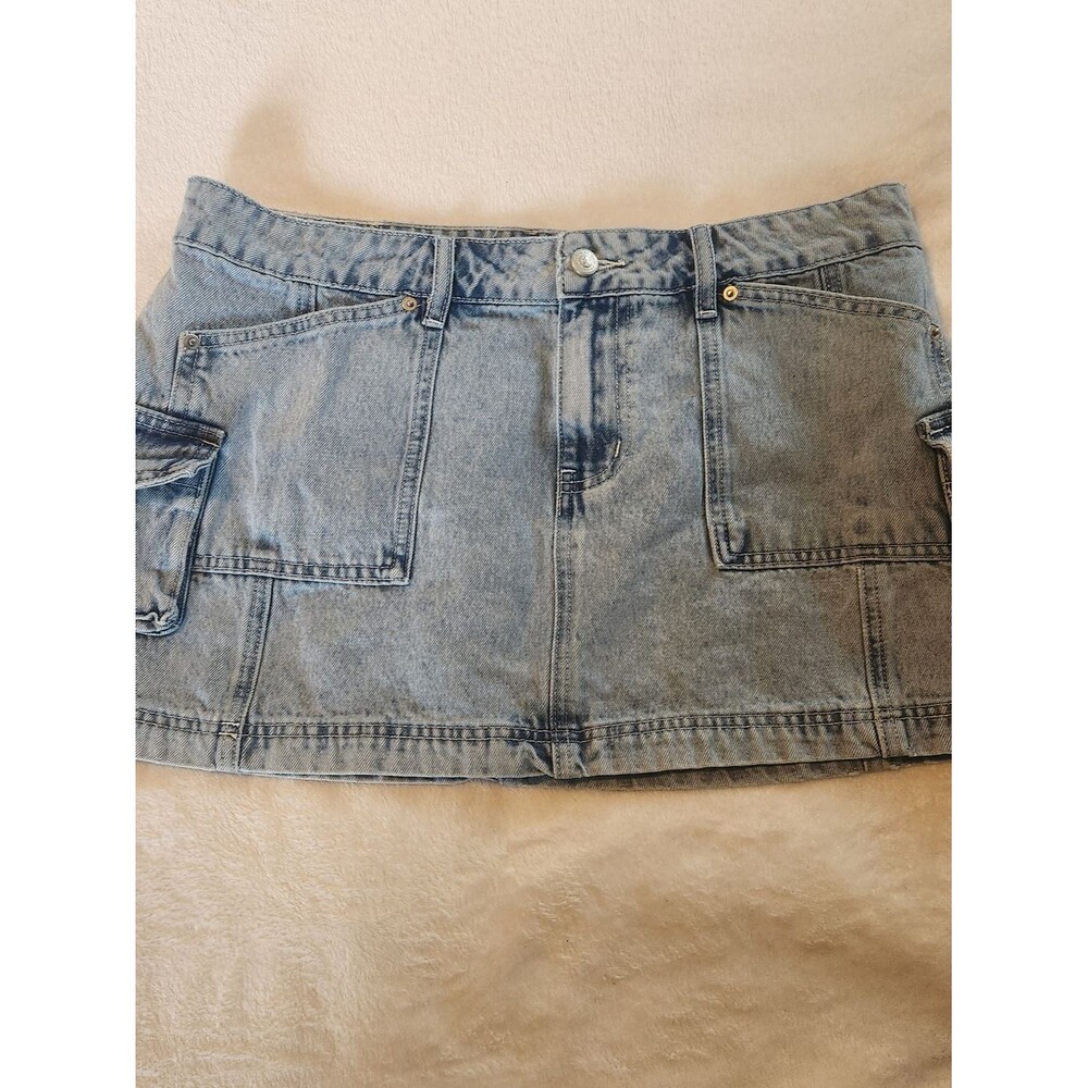 Princess Polly Denim Cargo Skirt Light Wash Size US 10